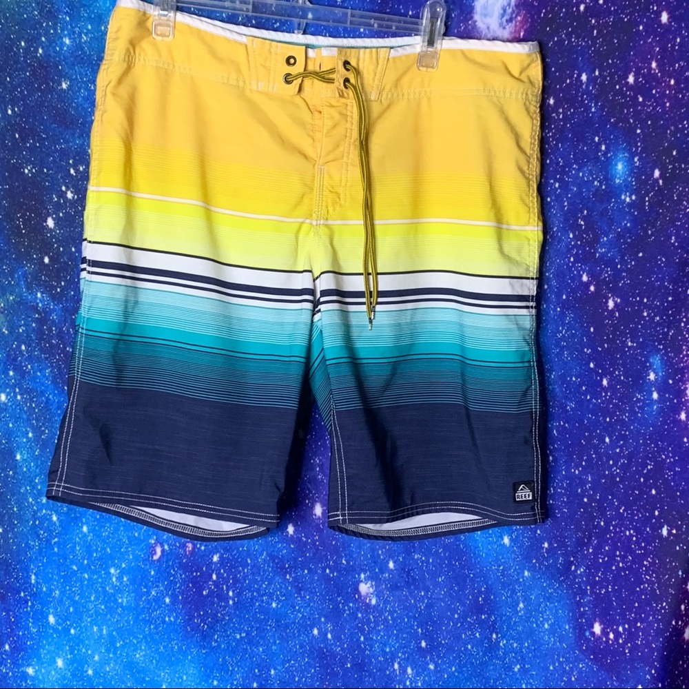 Reef- Yellow & Blue Board shorts size 36